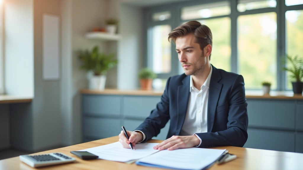 Finanzberater in modernem Büro arbeitet an Finanzplanung
