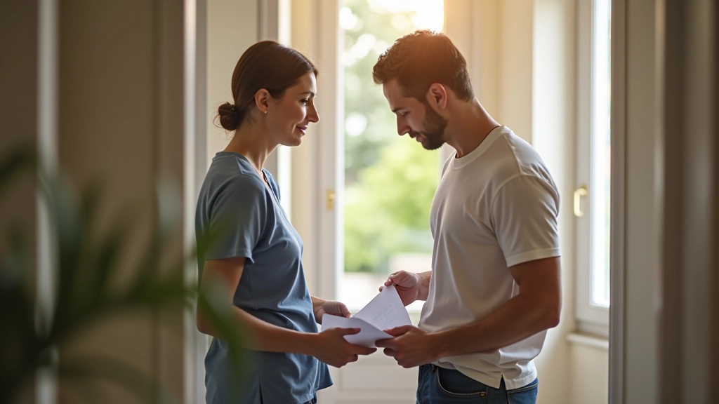 Reparaturhandwerker und Hausbesitzer besprechen Kosten für Hausreparatur